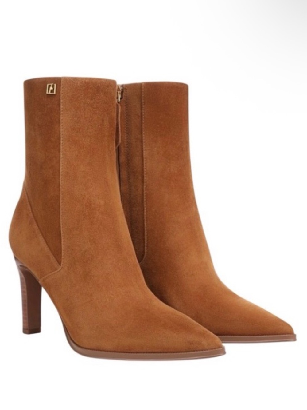 Franco Sarto "Appia" saddle Brown Suede Heeled dress Boots bootie NIB 8.5
